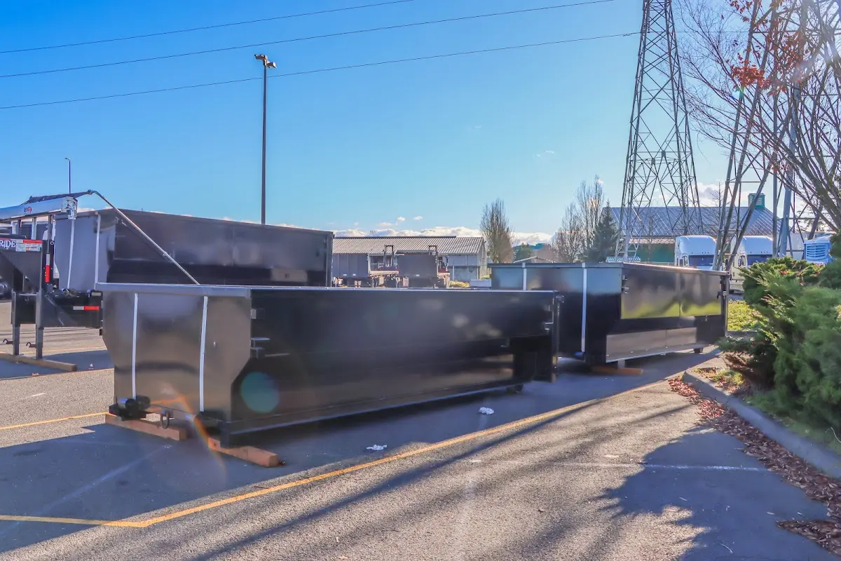 Roll-off dumpster ready for waste disposal at job site for 2 Yard Dumpster Rental in Montevideo